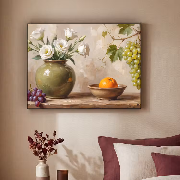 Art Frame - Flowers - Fruit - Still Life - Bloemen - Fruit - Stilleven Textielframe zwart klein
