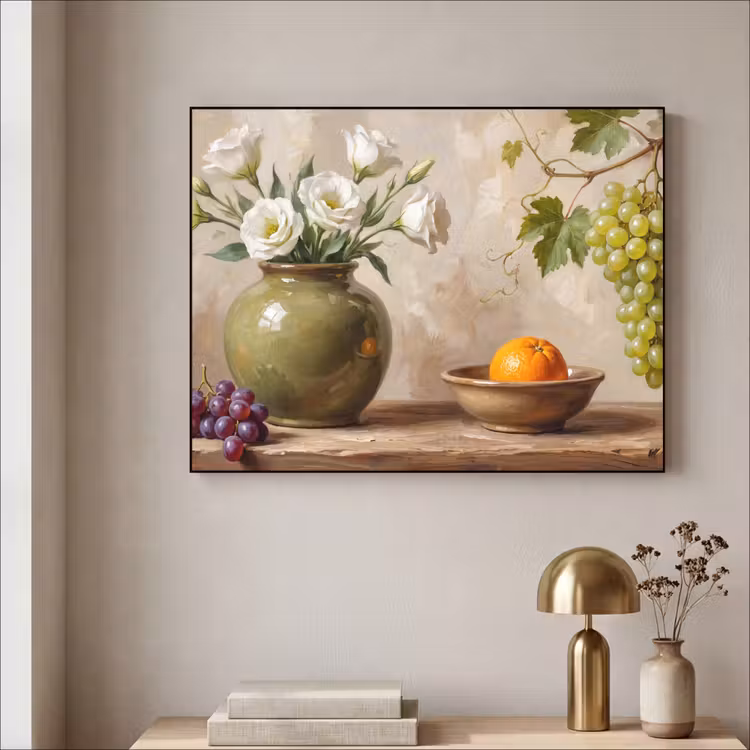 Art Frame - Flowers - Fruit - Still Life - Bloemen - Fruit - Stilleven Textielframe zwart klein
