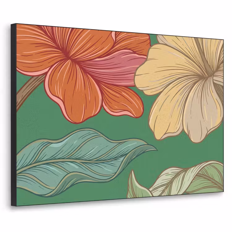 Art Frame - Flowers - Greenery - Illustration - Bloemen - Groen - Illustratie Textielframe zwart klein