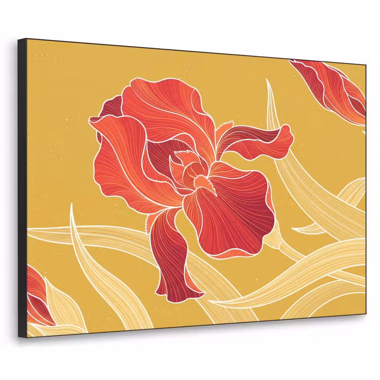 Art Frame - Flowers - Illustration - Red - Bloemen - Illustratie - Rood Textielframe zwart klein