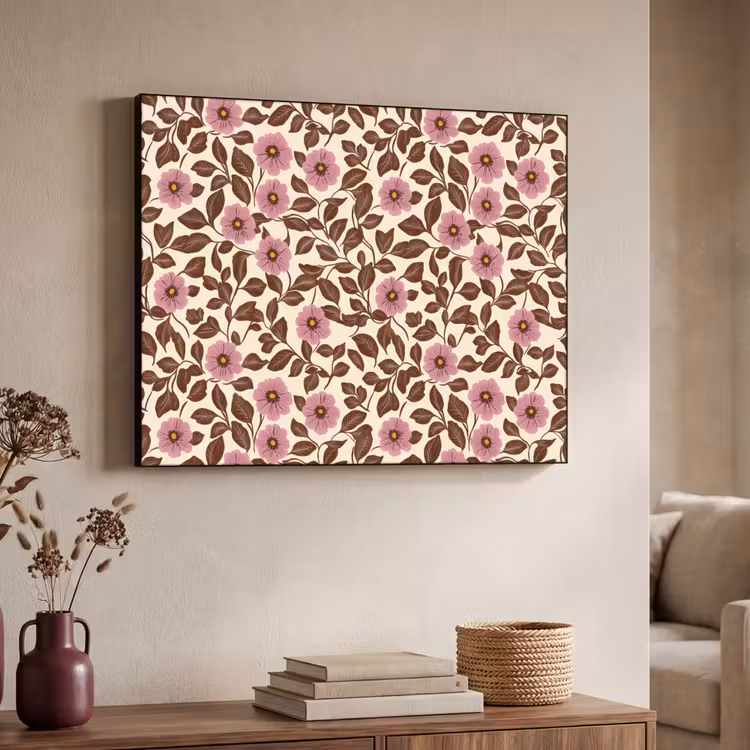 Bloemen - Bladeren - Kleurrijk Textielframe zwart klein 947 -sfeer3