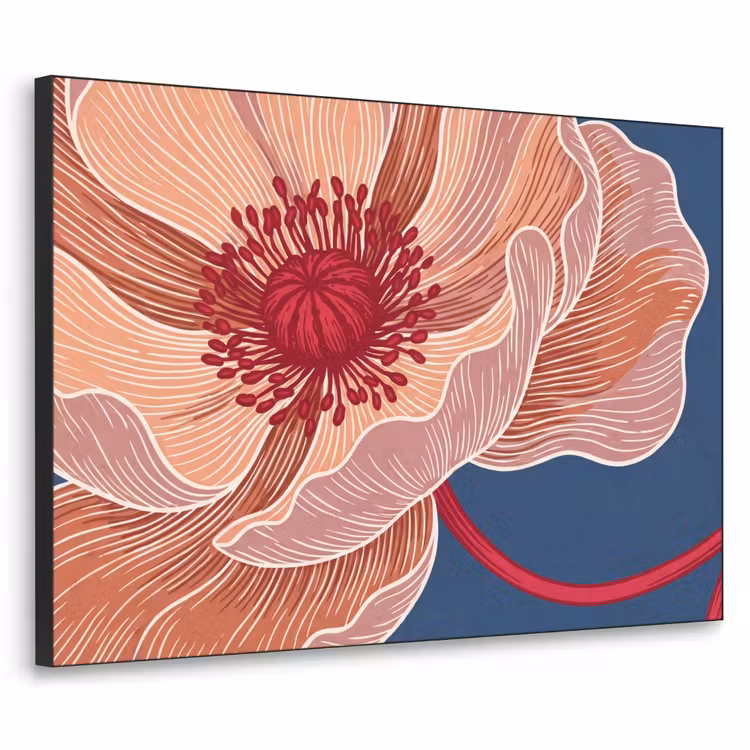 Art Frame - Flowers - Modern - Abstract - Bloemen - Modern - Abstract Textielframe zwart klein