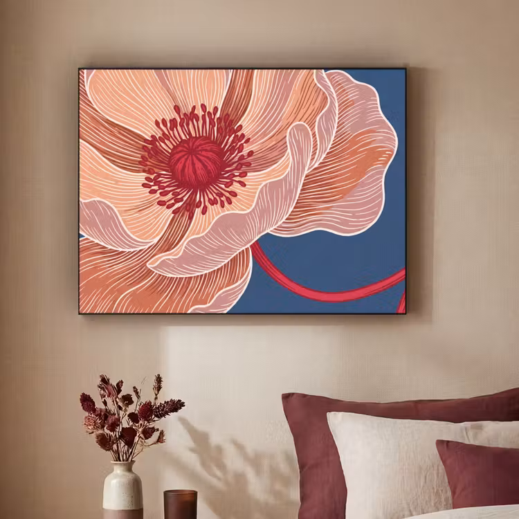 Art Frame - Flowers - Modern - Abstract - Bloemen - Modern - Abstract Textielframe zwart klein