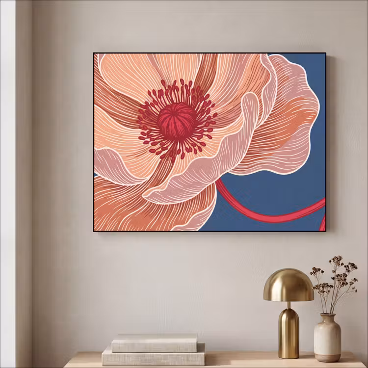 Art Frame - Flowers - Modern - Abstract - Bloemen - Modern - Abstract Textielframe zwart klein