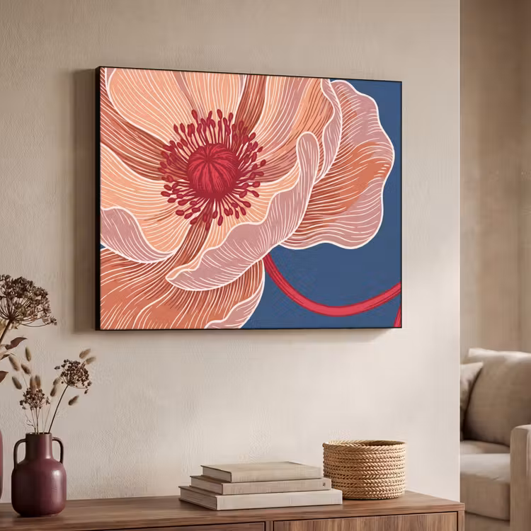 Art Frame - Flowers - Modern - Abstract - Bloemen - Modern - Abstract Textielframe zwart klein