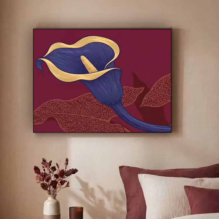 Art Frame - Flowers - Modern - Purple - Bloemen - Modern - Paars Textielframe zwart klein