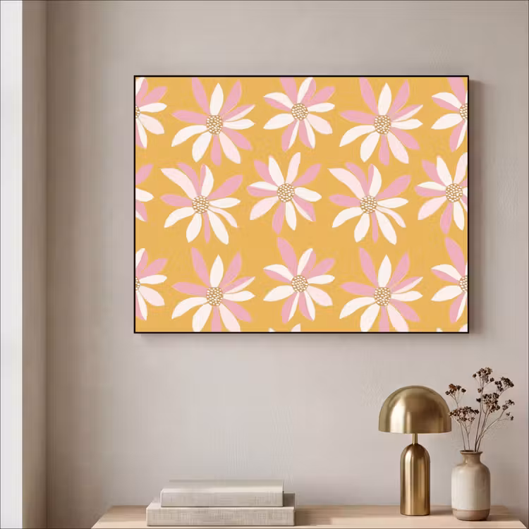 Bloemen - Modern - Geel Textielframe zwart klein 947 -sfeer2