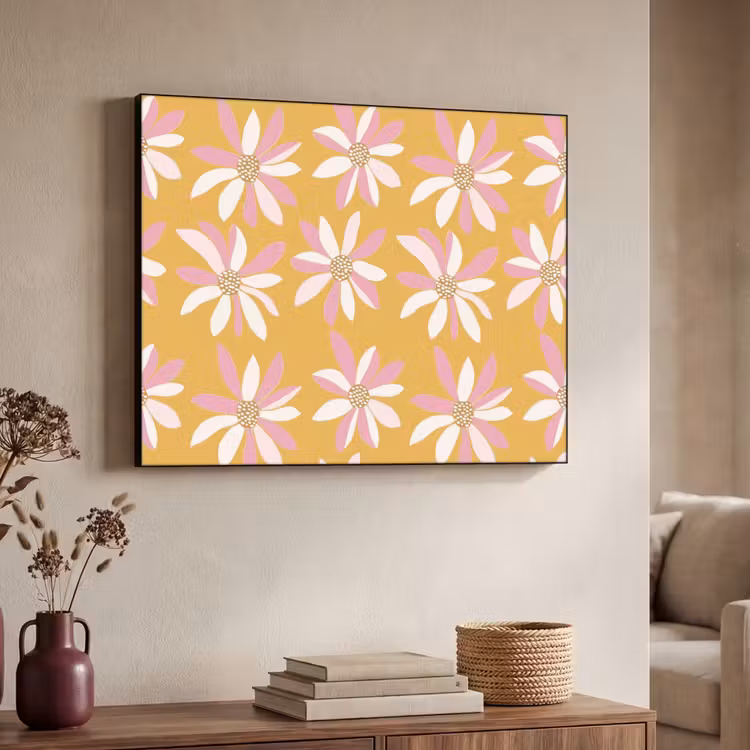 Bloemen - Modern - Geel Textielframe zwart klein 947 -sfeer3