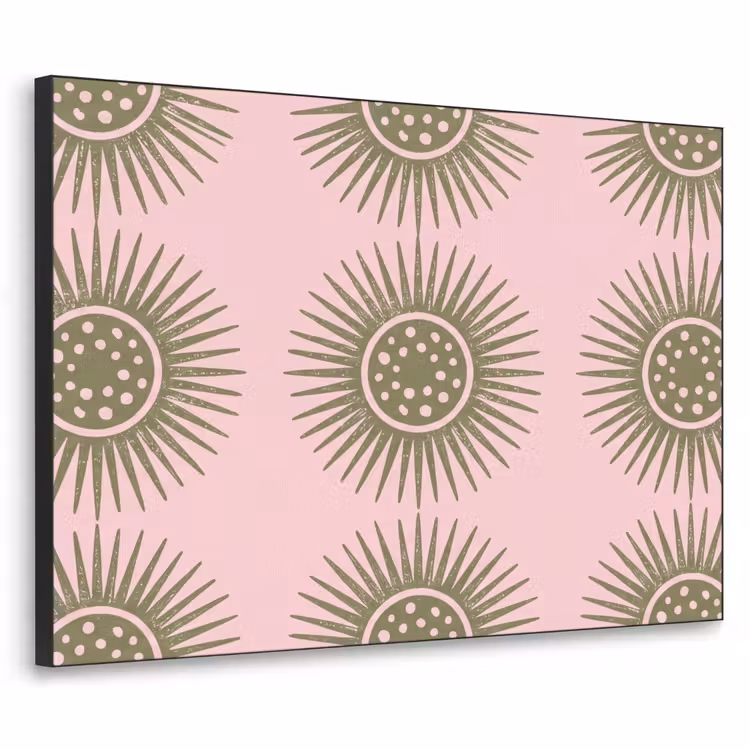 Bloemen - Patroon - Abstract - Roze - Groen Textielframe zwart klein -3d