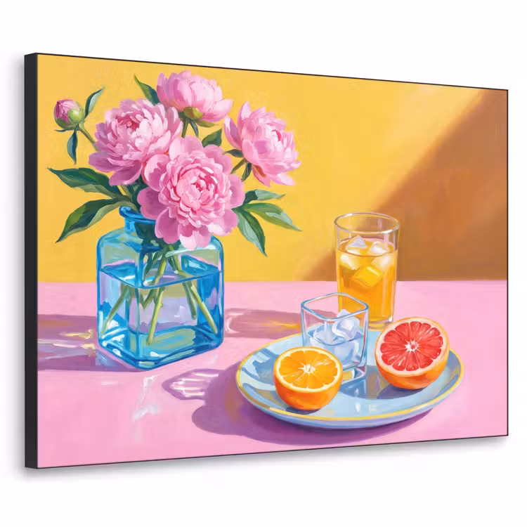 Art Frame - Flowers - Pink - Modern - Bloemen - Roze - Modern Textielframe zwart klein