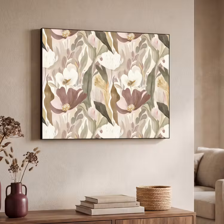 Bloemen - Aquarel - Kleurrijk Textielframe zwart klein 947 -sfeer3