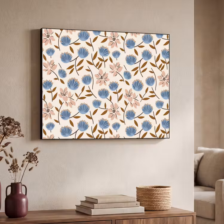 Bloemen - Wild - Blauw Textielframe zwart klein 947 -sfeer3