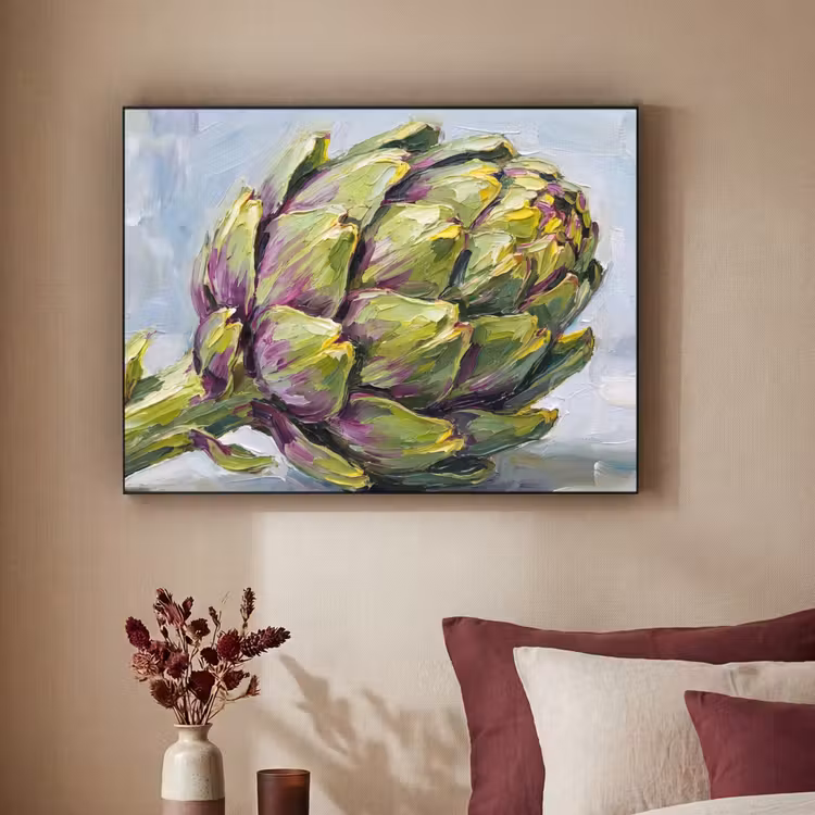 Art Frame - Food - Artichoke - Modern - Eten - Artisjok - Modern Textielframe zwart klein