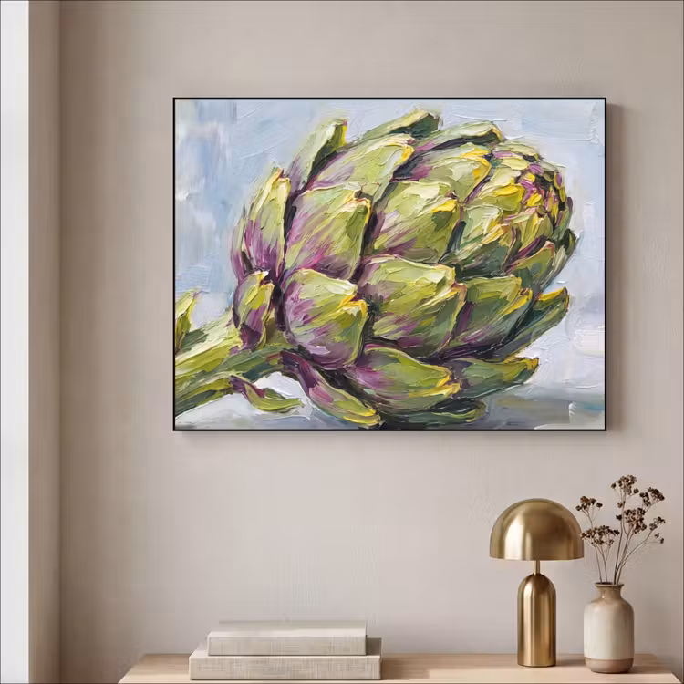 Art Frame - Food - Artichoke - Modern - Eten - Artisjok - Modern Textielframe zwart klein