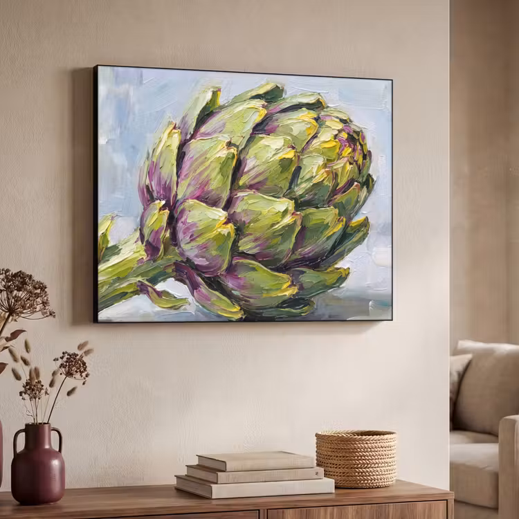 Art Frame - Food - Artichoke - Modern - Eten - Artisjok - Modern Textielframe zwart klein