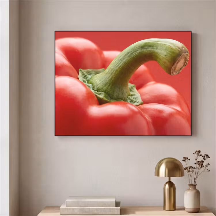 Art Frame - Food - Bell Pepper - Red - Eten - Paprika - Rood Textielframe zwart klein