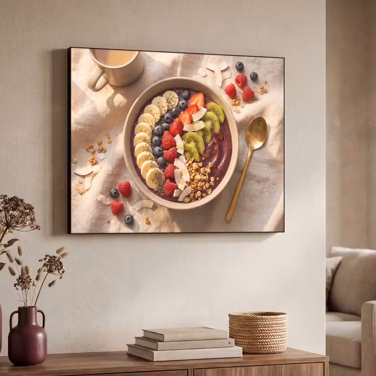 Eten - Ontbijtkom - Fruit - Gezond - Kleurrijk Textielframe zwart klein -sfeer3