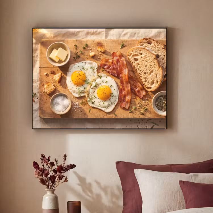 Eten - Ontbijt - Hout - Rustiek - Geel Textielframe zwart klein -sfeer1