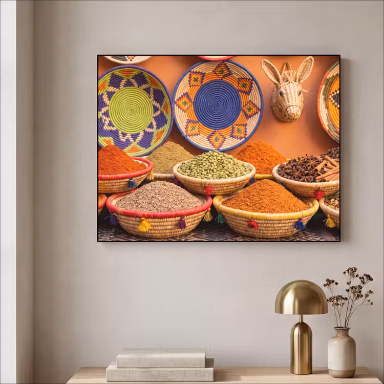 Art Frame - Food - Colorful - Culture - Eten - Kleurrijk - Cultuur Textielframe zwart klein