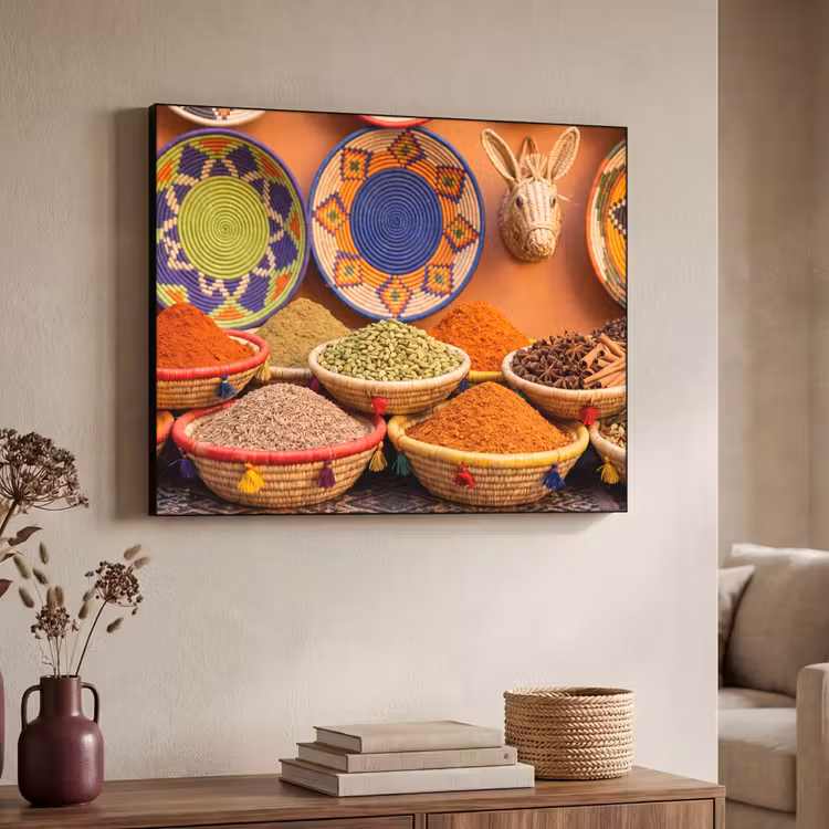 Art Frame - Food - Colorful - Culture - Eten - Kleurrijk - Cultuur Textielframe zwart klein