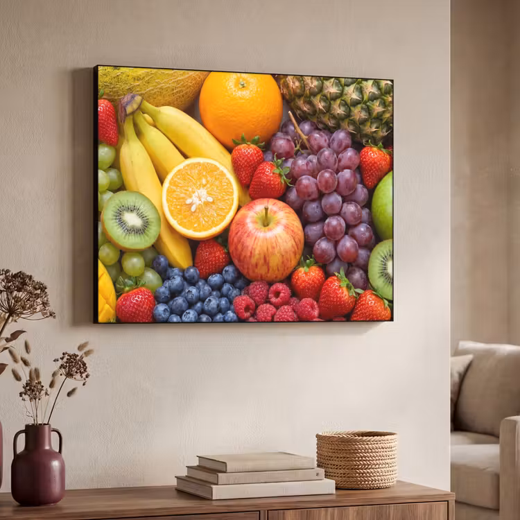 Eten - Fruit - Vers - Kleurrijk - Voeding Textielframe zwart klein -sfeer3