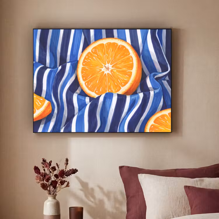 Art Frame - Food - Fruit - Orange - Eten - Fruit - Oranje Textielframe zwart klein