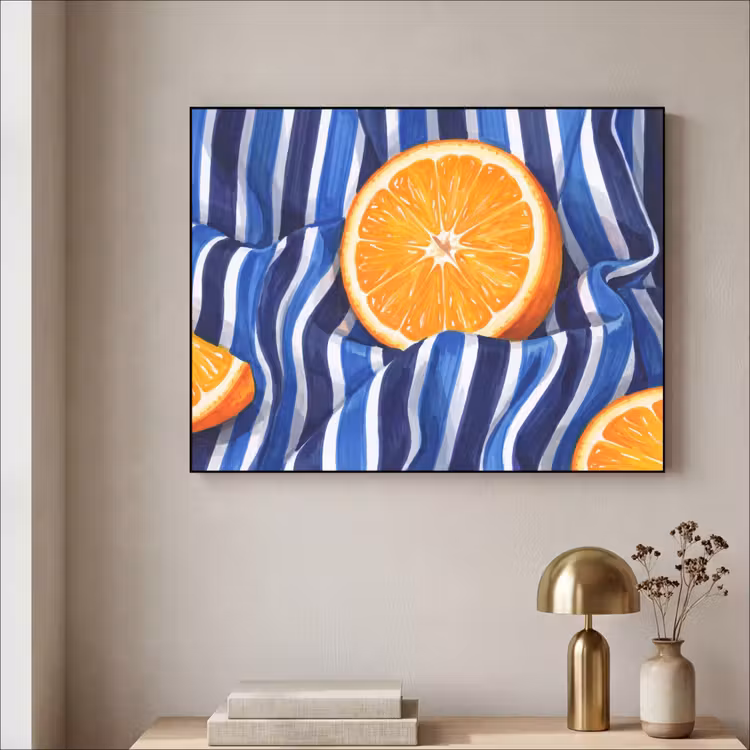 Art Frame - Food - Fruit - Orange - Eten - Fruit - Oranje Textielframe zwart klein