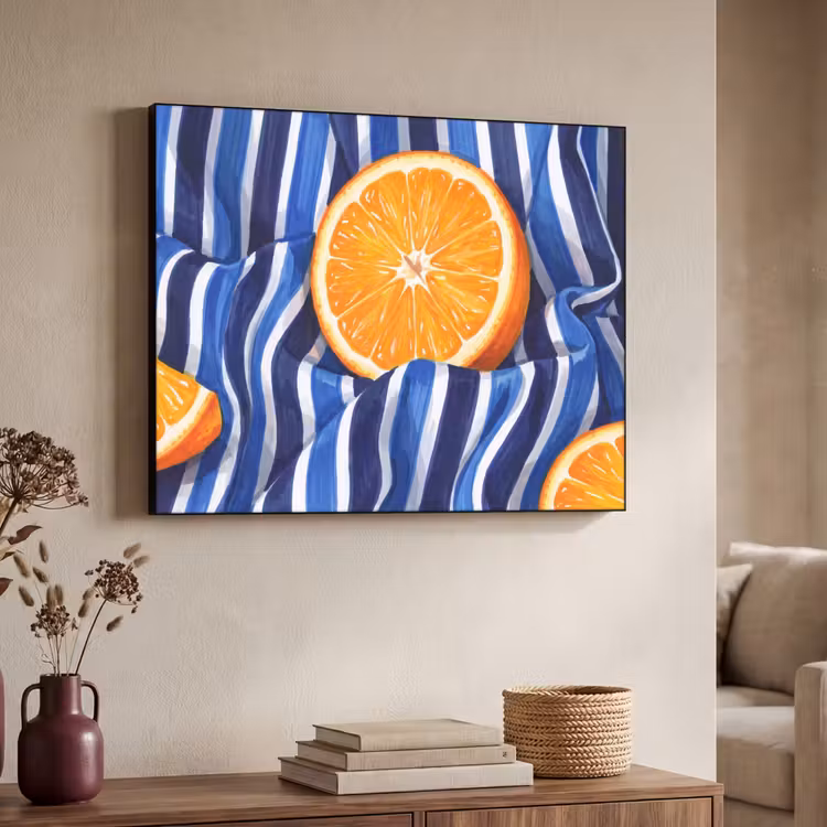 Art Frame - Food - Fruit - Orange - Eten - Fruit - Oranje Textielframe zwart klein