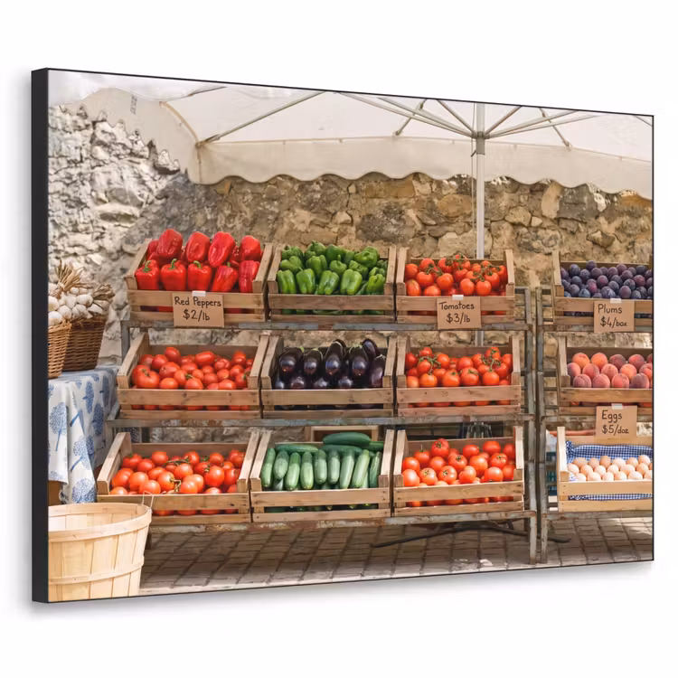 Art Frame - Food - Market - Fresh - Eten - Markt - Vers Textielframe zwart klein