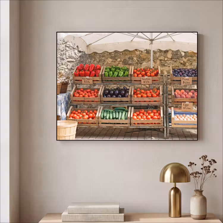 Art Frame - Food - Market - Fresh - Eten - Markt - Vers Textielframe zwart klein
