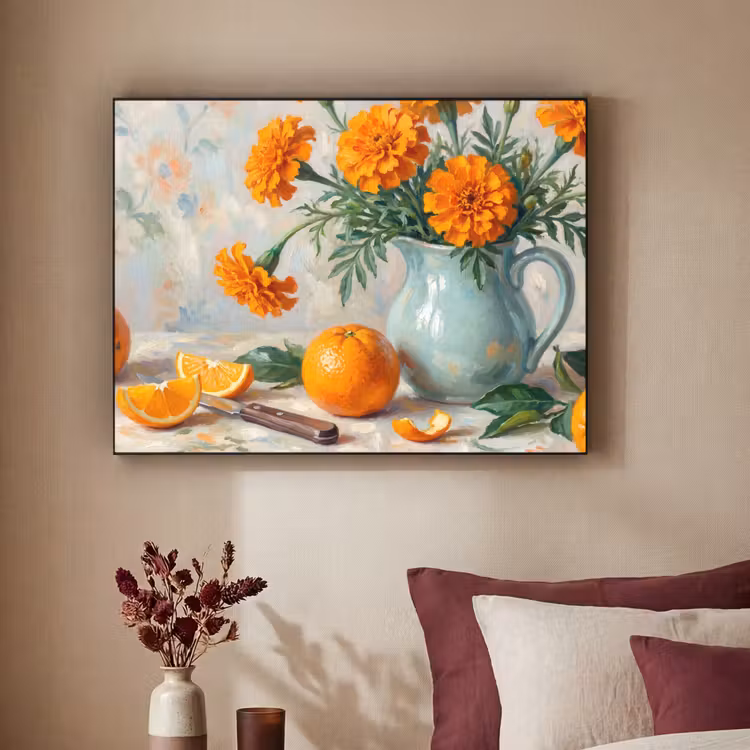 Art Frame - Food - Orange - Art - Eten - Oranje - Kunst Textielframe zwart klein
