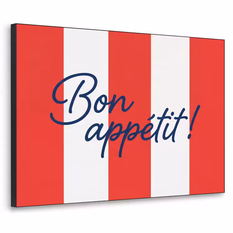 Eten - Spreuk - Keuken - Grafisch - Rood-Wit Textielframe zwart klein -3d