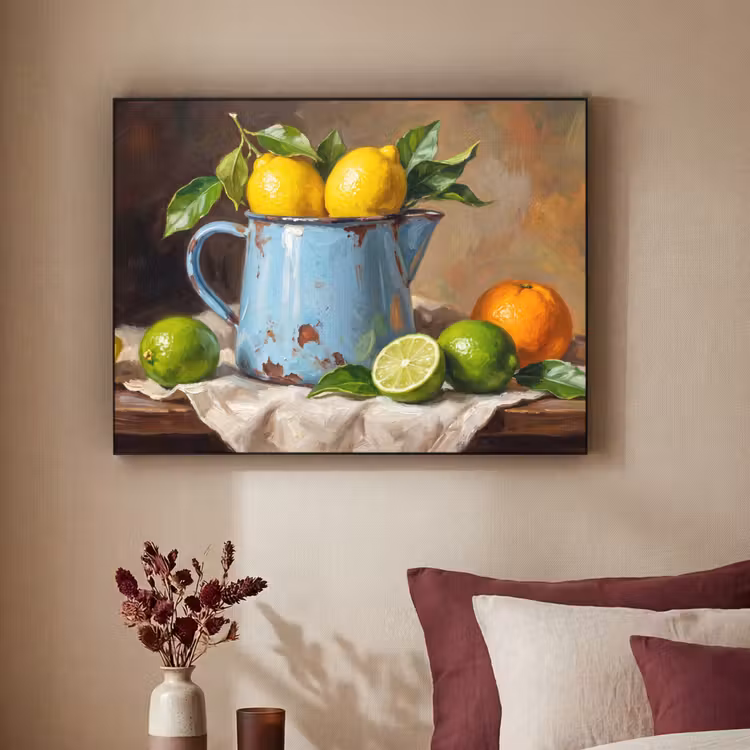 Art Frame - Food - Still Life - Classical - Eten - Stilleven - Klassiek Textielframe zwart klein