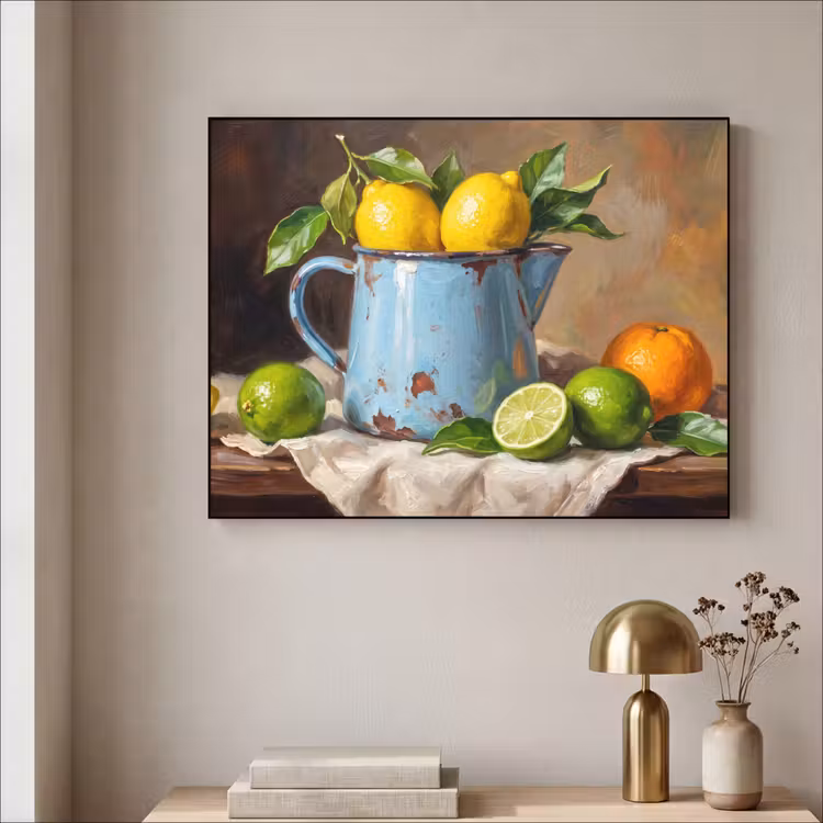 Art Frame - Food - Still Life - Classical - Eten - Stilleven - Klassiek Textielframe zwart klein