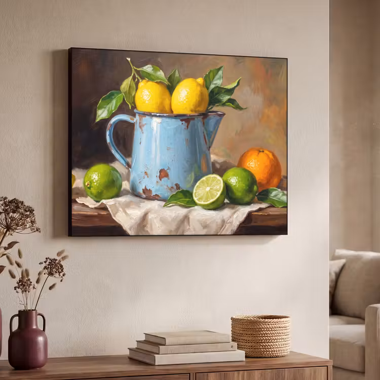 Art Frame - Food - Still Life - Classical - Eten - Stilleven - Klassiek Textielframe zwart klein