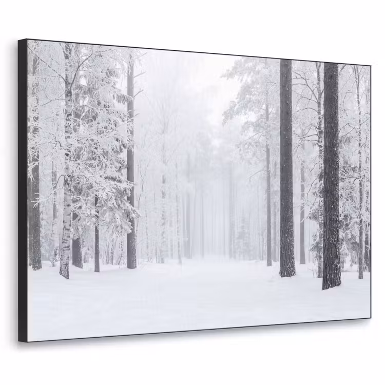 Bos - Sneeuw - Pad - Winter - Stilte Textielframe zwart klein -3d