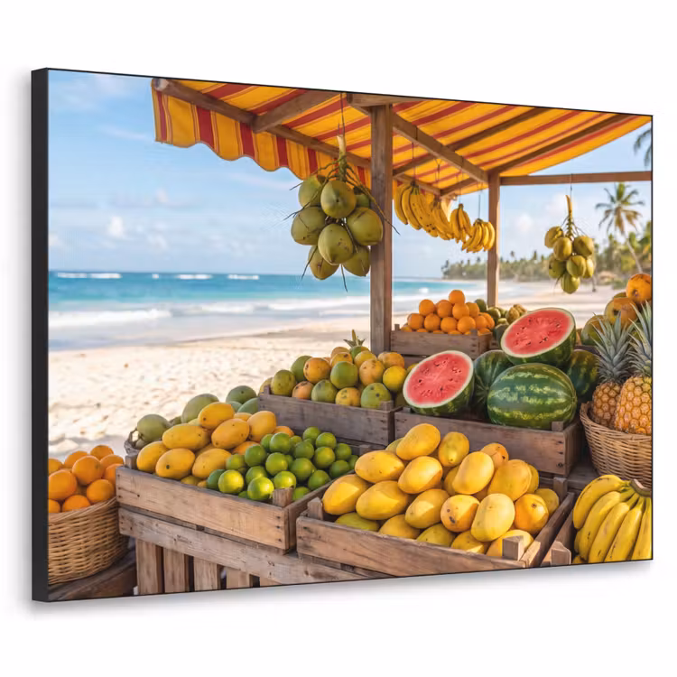 Art Frame - Fruit - Beach - Tropical - Fruit - Strand - Tropisch Textielframe zwart klein