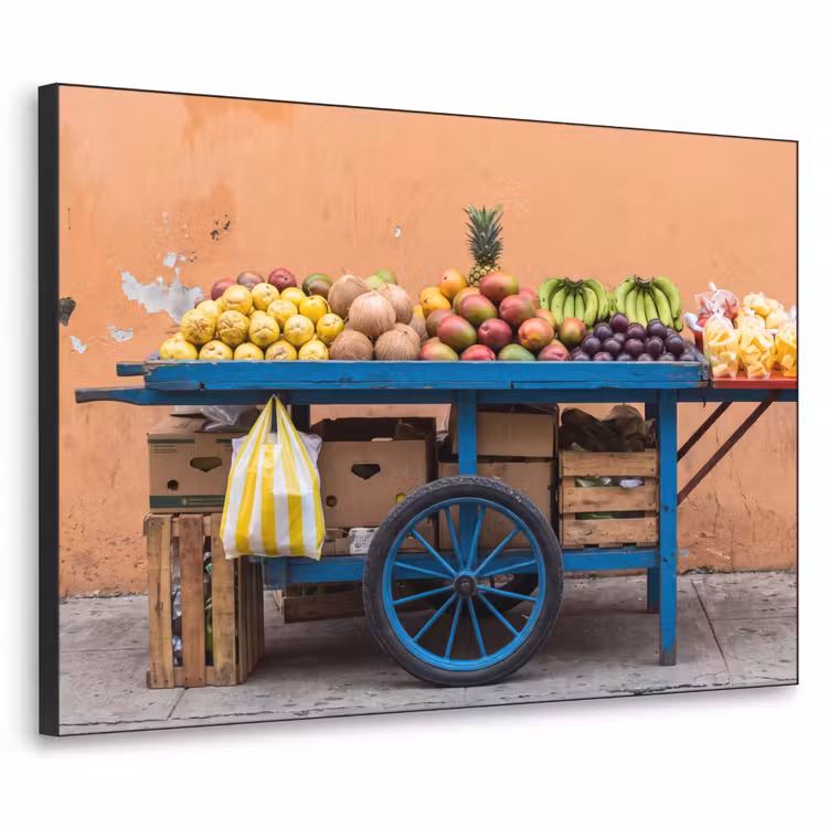 Art Frame - Fruit - Cart - Street - Fruit - Kar - Straat Textielframe zwart klein