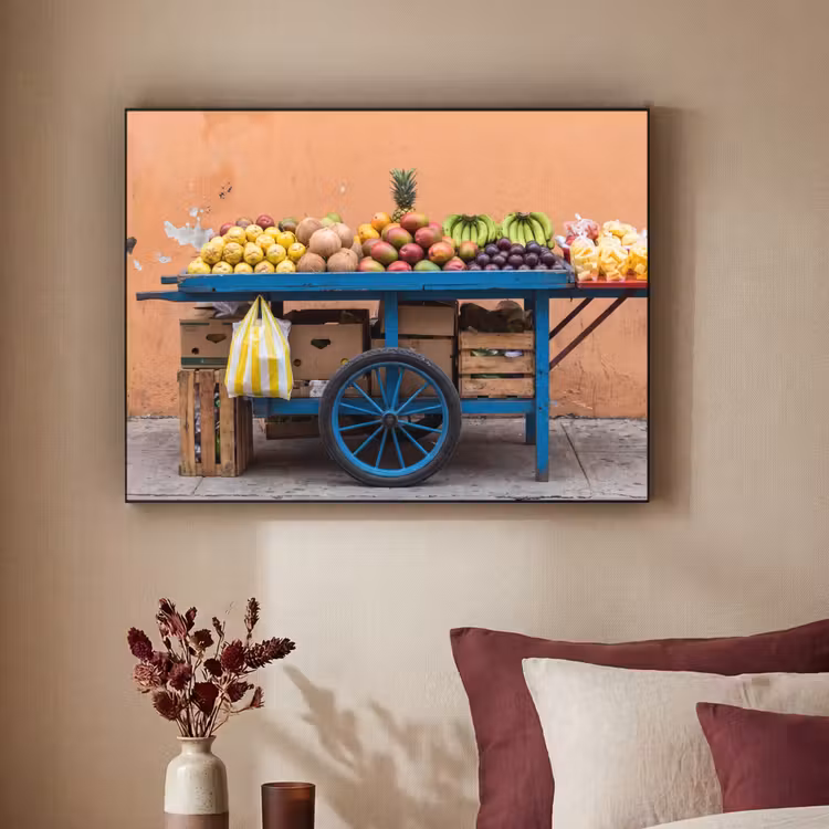 Art Frame - Fruit - Cart - Street - Fruit - Kar - Straat Textielframe zwart klein