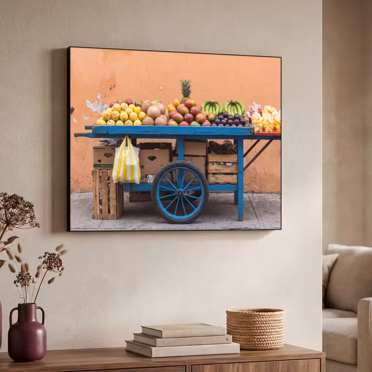 Art Frame - Fruit - Cart - Street - Fruit - Kar - Straat Textielframe zwart klein