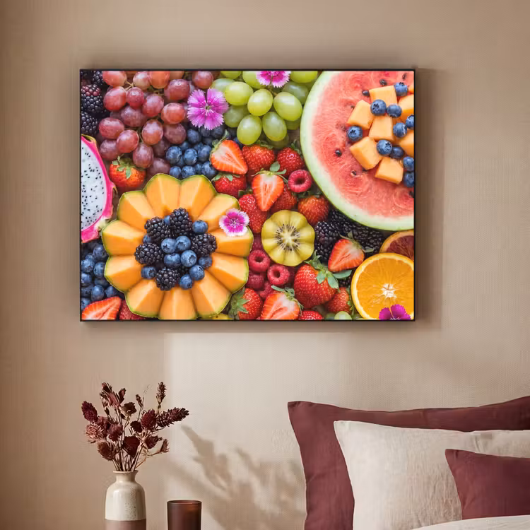 Fruit - Vers - Variatie - Eten - Kleurrijk Textielframe zwart klein -sfeer1