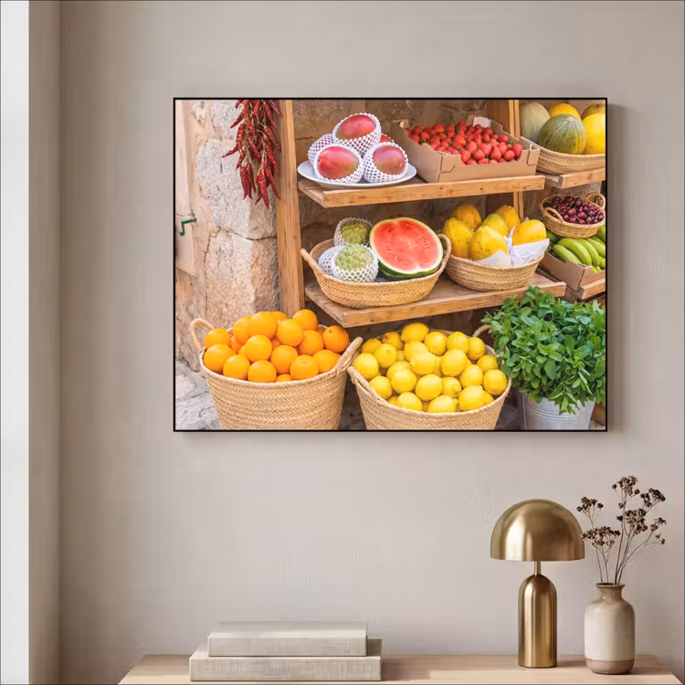 Art Frame - Fruit - Market - Fresh - Fruit - Markt - Vers Textielframe zwart klein