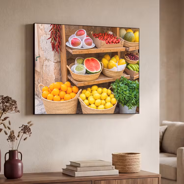 Art Frame - Fruit - Market - Fresh - Fruit - Markt - Vers Textielframe zwart klein