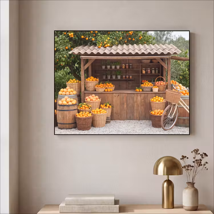 Art Frame - Fruit - Market - Rural - Fruit - Markt - Landelijk Textielframe zwart klein