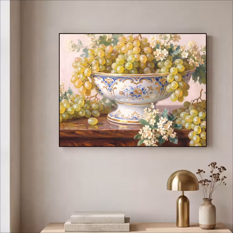 Art Frame - Fruit - Still Life - Classical - Fruit - Stilleven - Klassiek Textielframe zwart klein