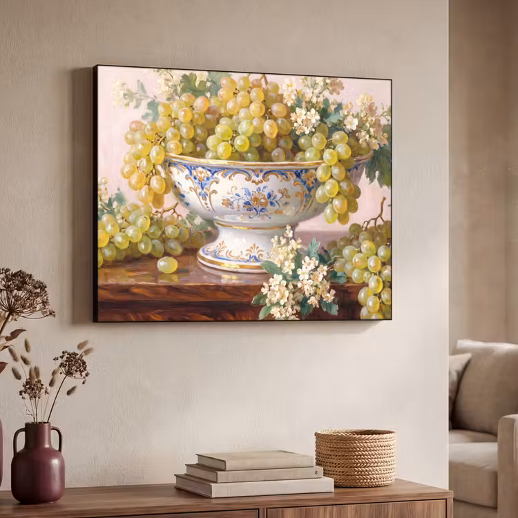 Art Frame - Fruit - Still Life - Classical - Fruit - Stilleven - Klassiek Textielframe zwart klein