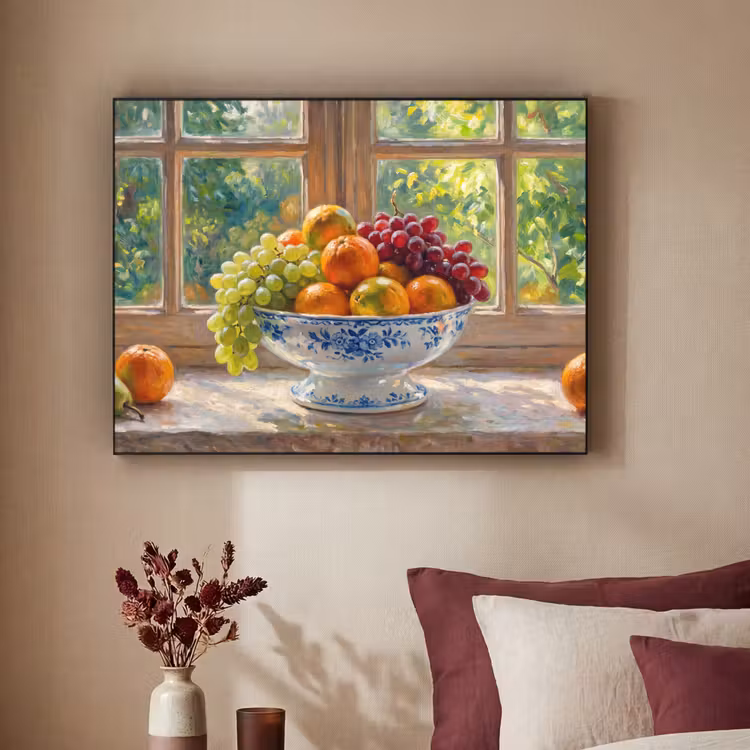 Art Frame - Fruit - Windowsill - Nature - Fruit - Vensterbank - Natuur Textielframe zwart klein