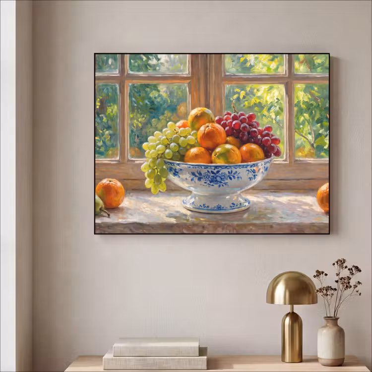 Art Frame - Fruit - Windowsill - Nature - Fruit - Vensterbank - Natuur Textielframe zwart klein