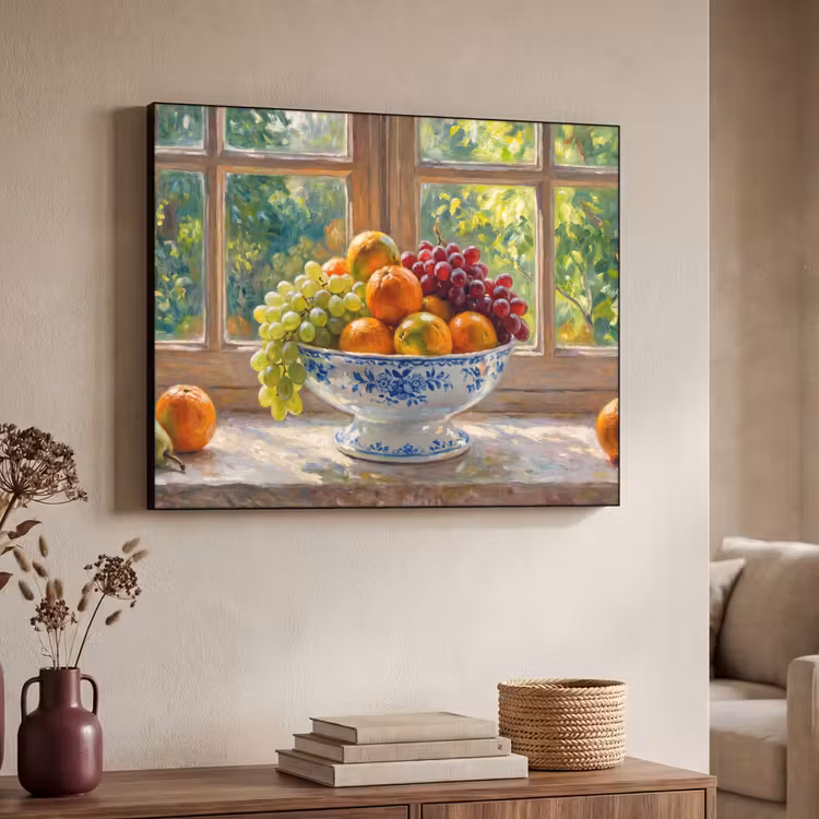 Art Frame - Fruit - Windowsill - Nature - Fruit - Vensterbank - Natuur Textielframe zwart klein