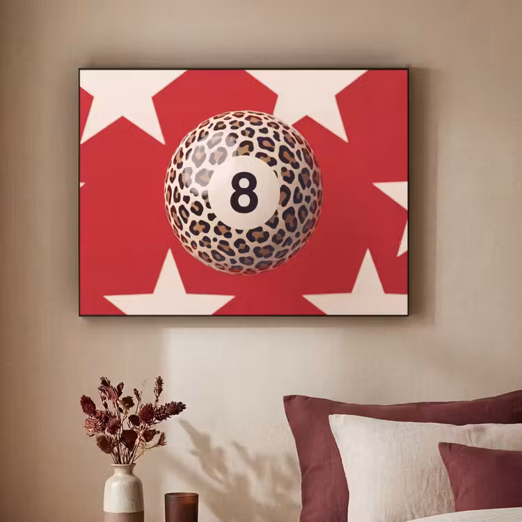 Spel - Dierenprint - Nummer 8 - Modern - Rood Textielframe zwart klein -sfeer1